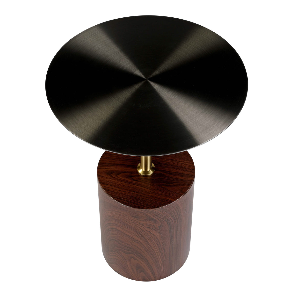 Malta Round Side Table Modern Accent End Table with Stainless Steel Pedestal Base Brown Side Table LeisureMod