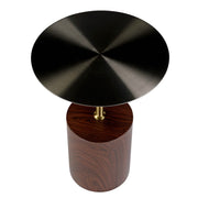 Malta Round Side Table Modern Accent End Table with Stainless Steel Pedestal Base Brown Side Table LeisureMod