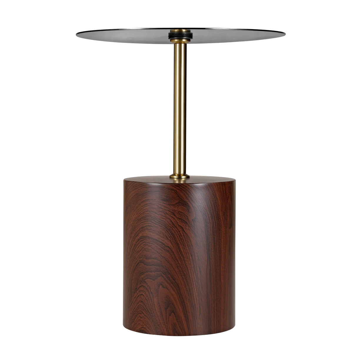 Malta Round Side Table Modern Accent End Table with Stainless Steel Pedestal Base Brown Side Table LeisureMod