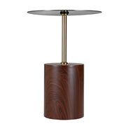 Malta Round Side Table Modern Accent End Table with Stainless Steel Pedestal Base Brown Side Table LeisureMod