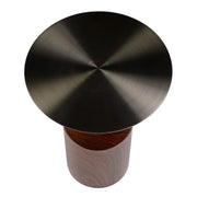 Malta Round Side Table Modern Accent End Table with Stainless Steel Pedestal Base Brown Side Table LeisureMod
