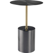 Malta Round Side Table Modern Accent End Table with Stainless Steel Pedestal Base Black Side Table LeisureMod