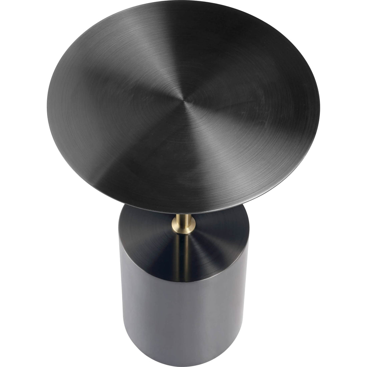 Malta Round Side Table Modern Accent End Table with Stainless Steel Pedestal Base Black Side Table LeisureMod