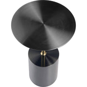 Malta Round Side Table Modern Accent End Table with Stainless Steel Pedestal Base Black Side Table LeisureMod