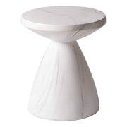 Dune Side Table Fiberstone Round Accent Table and Hourglass Pedestal Base Marble White Side Table LeisureMod