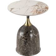 Oslo Side Table Round Sintered Stone with Stainless Steel Base Marbled Brown Side Table LeisureMod