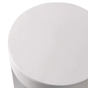 Nook 14" Wide Round Fiberstone Side Table With Open Storage Compartment White Side Table Leisuremod