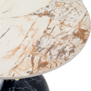 Oslo Side Table Round Sintered Stone with Stainless Steel Base Stone Black Side Table LeisureMod
