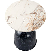 Oslo Side Table Round Sintered Stone with Stainless Steel Base Stone Black Side Table LeisureMod