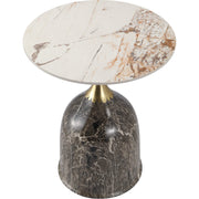 Oslo Side Table Round Sintered Stone with Stainless Steel Base Marbled Brown Side Table LeisureMod