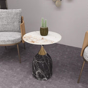 Oslo Side Table Round Sintered Stone with Stainless Steel Base Grey Side Table LeisureMod