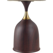 Oslo Side Table Round Stainless Steel Top and Pedestal Base Wood Brown Side Table LeisureMod