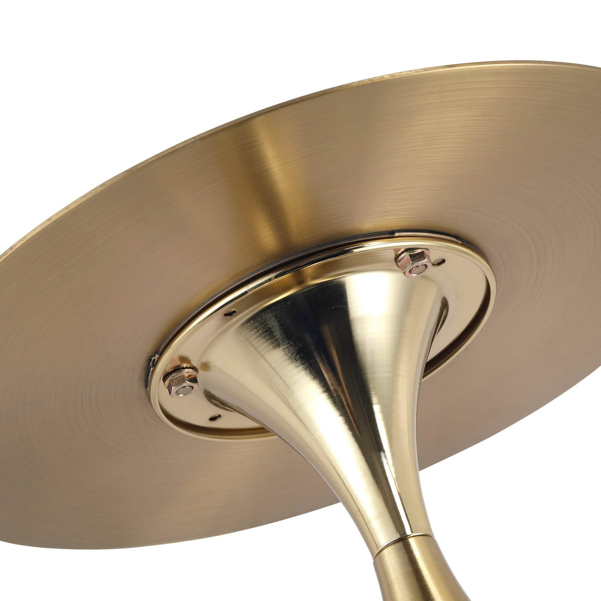 Oslo Side Table Round Stainless Steel Top and Pedestal Base Gold Side Table LeisureMod