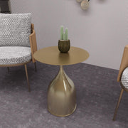 Oslo Side Table Round Stainless Steel Top and Pedestal Base Gold Side Table LeisureMod