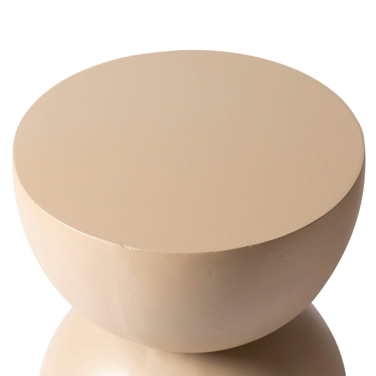 Sage Minimalist Side Table in Fiberstone Hourglass Design Accent Table Beige Side Table LeisureMod