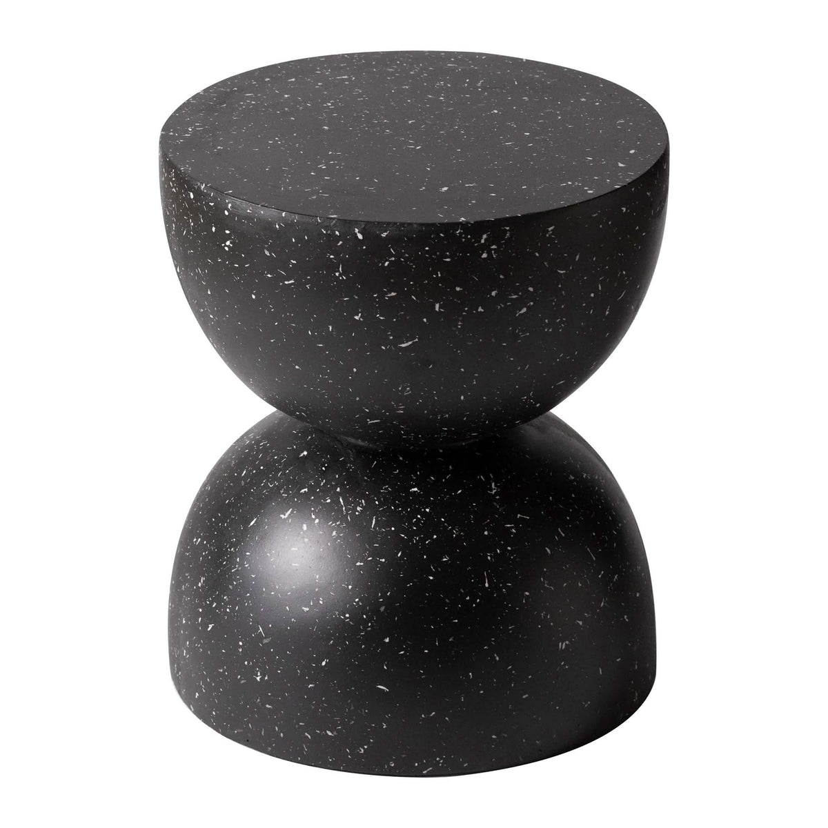 Sage Minimalist Side Table in Fiberstone Hourglass Design Accent Table Black Side Table LeisureMod
