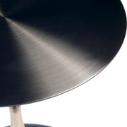 Savoy Wide Side Table with Stainless Steel Top Round Accent Table and Elegant Pedestal Base Black Stone Black Side Table LeisureMod