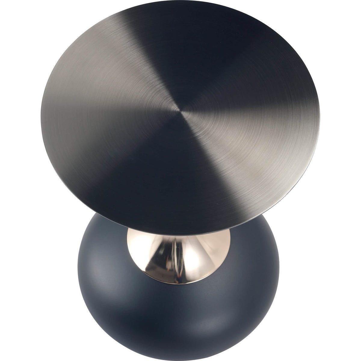 Savoy Wide Side Table with Stainless Steel Top Round Accent Table and Elegant Pedestal Base Black Matte Black Side Table LeisureMod