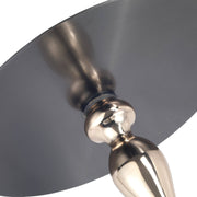 Savoy Wide Side Table with Stainless Steel Top Round Accent Table and Elegant Pedestal Base Black Grey Side Table LeisureMod