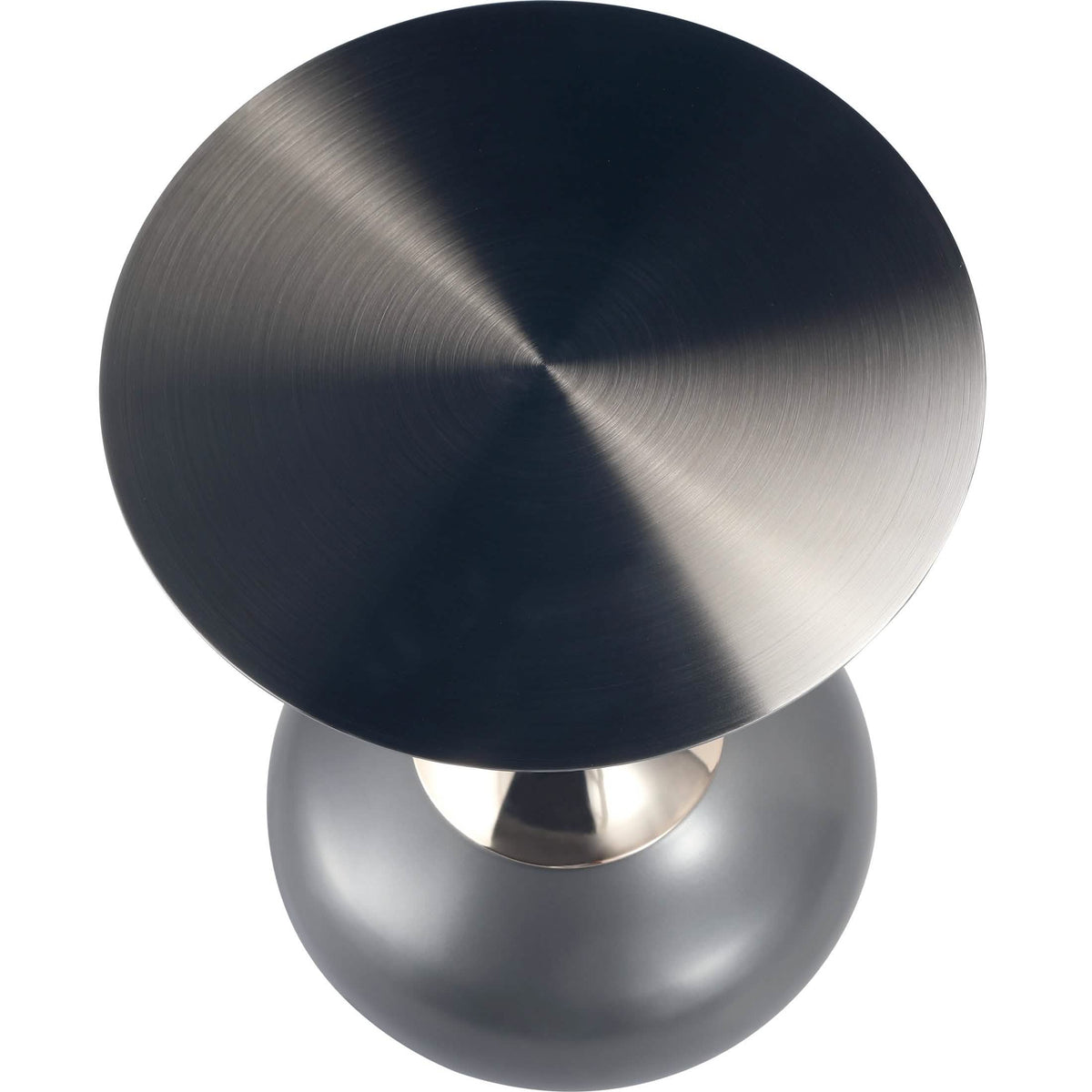 Savoy Wide Side Table with Stainless Steel Top Round Accent Table and Elegant Pedestal Base Black Grey Side Table LeisureMod