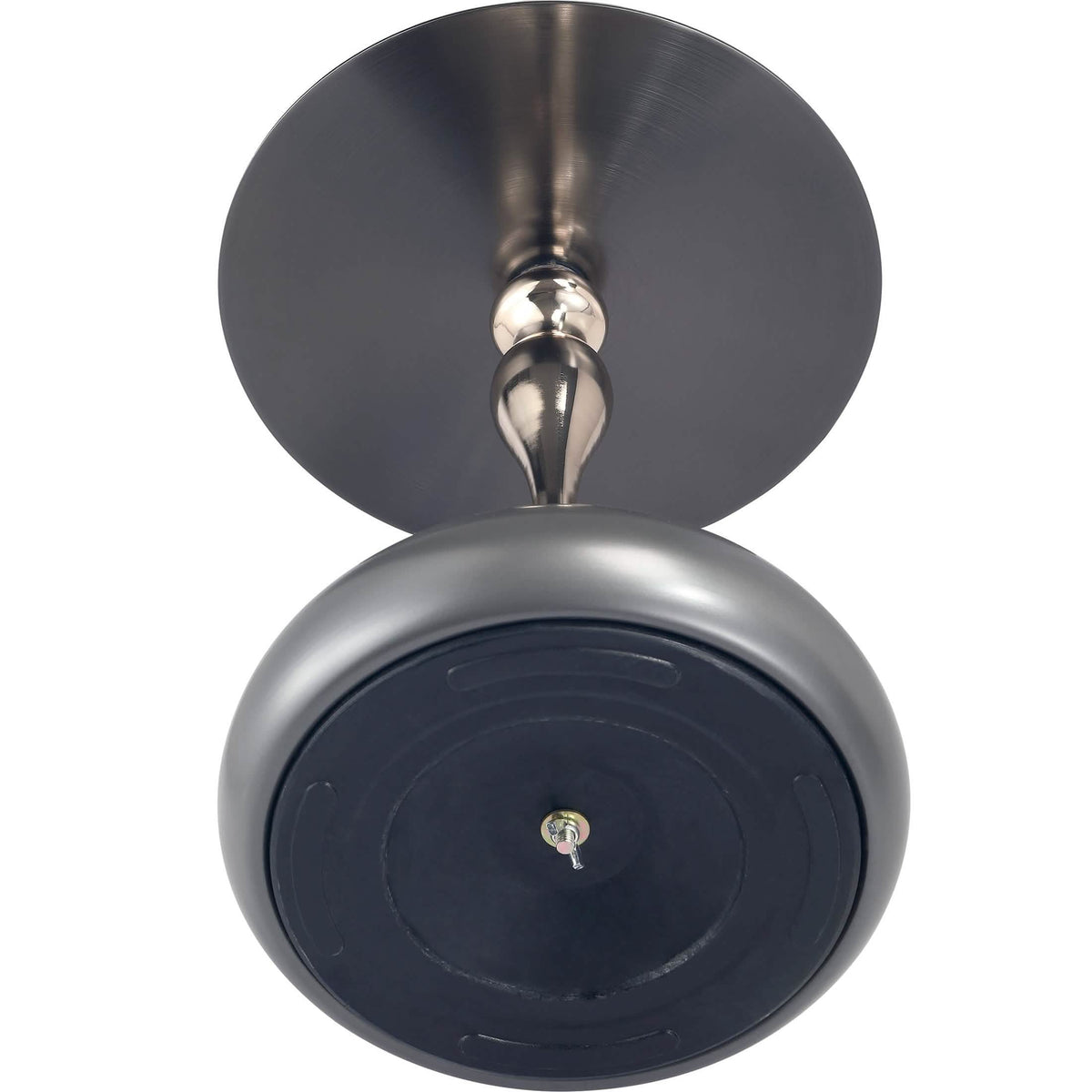 Savoy Wide Side Table with Stainless Steel Top Round Accent Table and Elegant Pedestal Base Black Grey Side Table LeisureMod