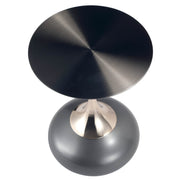 Savoy Wide Side Table with Stainless Steel Top Round Accent Table and Elegant Pedestal Base Black Grey Side Table LeisureMod
