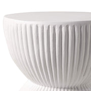 Spire 15" Wide Round Side Fiberstone Table With Hourglass Design White Side Table Leisuremod