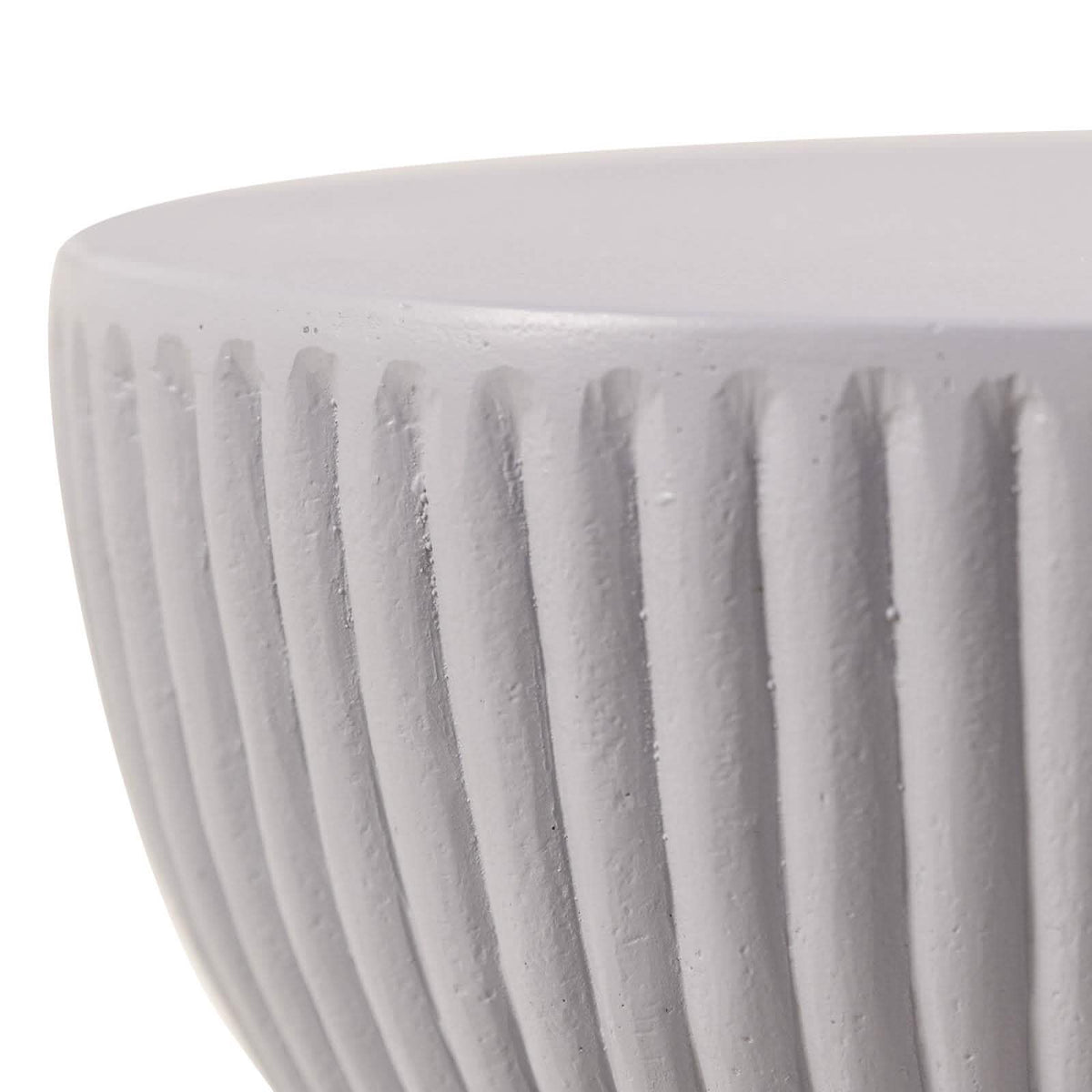 Spire 15" Wide Round Side Fiberstone Table With Hourglass Design Grey Side Table Leisuremod