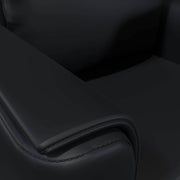 Rusk Leather Single-Seater Sofa with Stainless Steel Legs and Removable Cushions Black Sofa Leisuremod