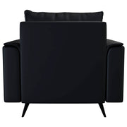 Rusk Leather Single-Seater Sofa with Stainless Steel Legs and Removable Cushions Black Sofa Leisuremod