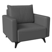 Inno Single-Seater Leather Sofa with Stainless Steel Legs and Removable Cushions Grey Sofa Leisuremod