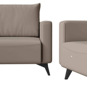 Inno 3-Piece Leather Sofa Set with 2 Single-Seater and a Three-Seater Sofa with Stainless Steel Legs Taupe Sofa Leisuremod
