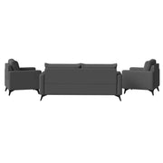 Inno 3-Piece Leather Sofa Set with 2 Single-Seater and a Three-Seater Sofa with Stainless Steel Legs Grey Sofa Leisuremod