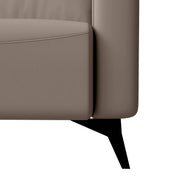 Inno 3-Seater Leather Wide Sofa with Stainless Steel Legs and Removable Cushions Taupe Sofa Leisuremod