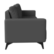 Inno 3-Seater Leather Wide Sofa with Stainless Steel Legs and Removable Cushions Grey Sofa Leisuremod