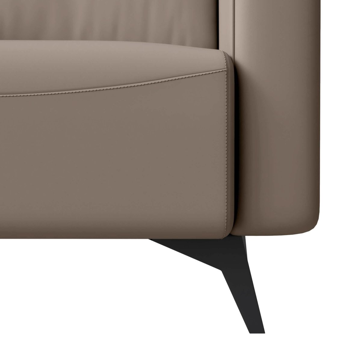 Inno Single-Seater Leather Sofa with Stainless Steel Legs and Removable Cushions Taupe Sofa Leisuremod