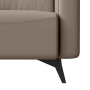 Inno Single-Seater Leather Sofa with Stainless Steel Legs and Removable Cushions Taupe Sofa Leisuremod