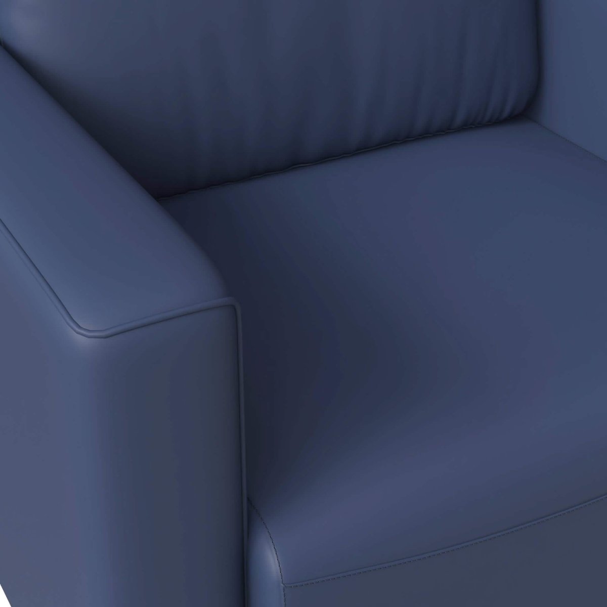 Inno Single-Seater Leather Sofa with Stainless Steel Legs and Removable Cushions Dark Blue Sofa Leisuremod