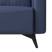 Inno Single-Seater Leather Sofa with Stainless Steel Legs and Removable Cushions Dark Blue Sofa Leisuremod