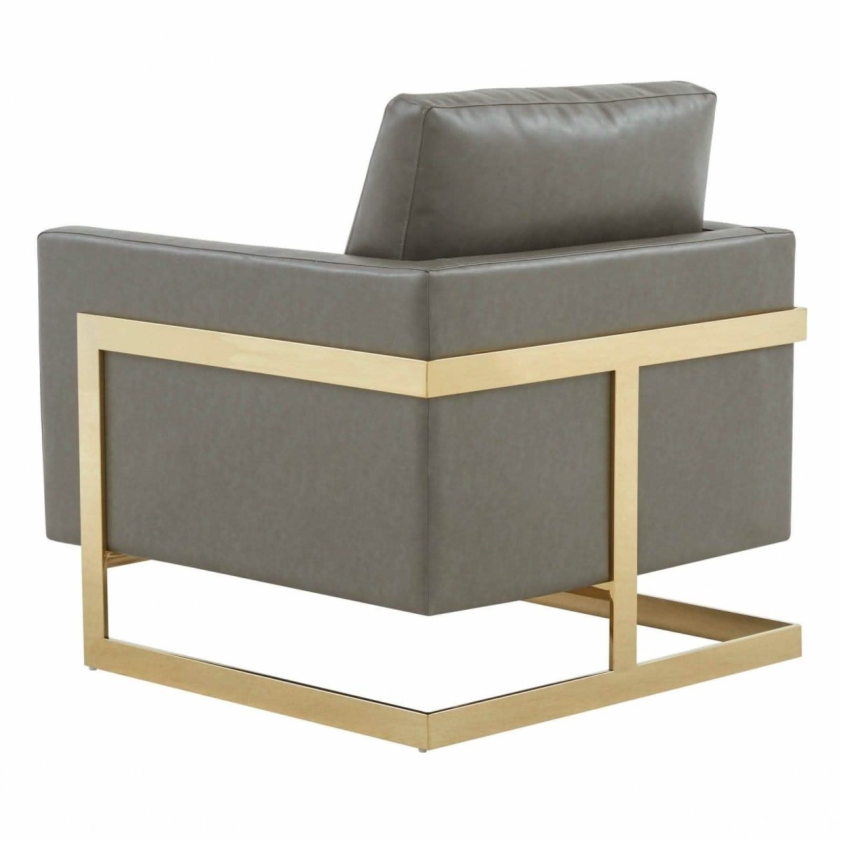 Lincoln Modern Upholstered in Fabric Single Seater Sofa With Gold/Black/White Metal Frame Leather Gold Grey Sofa Leisuremod