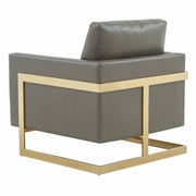 Lincoln Modern Upholstered in Fabric Single Seater Sofa With Gold/Black/White Metal Frame Leather Gold Grey Sofa Leisuremod