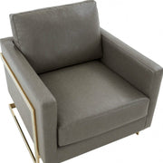Lincoln Modern Upholstered in Fabric Single Seater Sofa With Gold/Black/White Metal Frame Leather Gold Grey Sofa Leisuremod