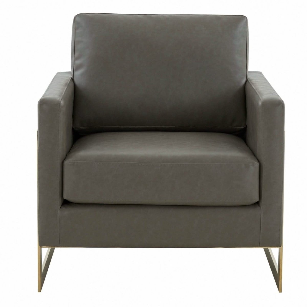 Lincoln Modern Upholstered in Fabric Single Seater Sofa With Gold/Black/White Metal Frame Leather Gold Grey Sofa Leisuremod