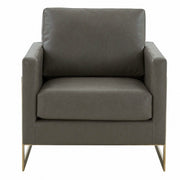 Lincoln Modern Upholstered in Fabric Single Seater Sofa With Gold/Black/White Metal Frame Leather Gold Grey Sofa Leisuremod