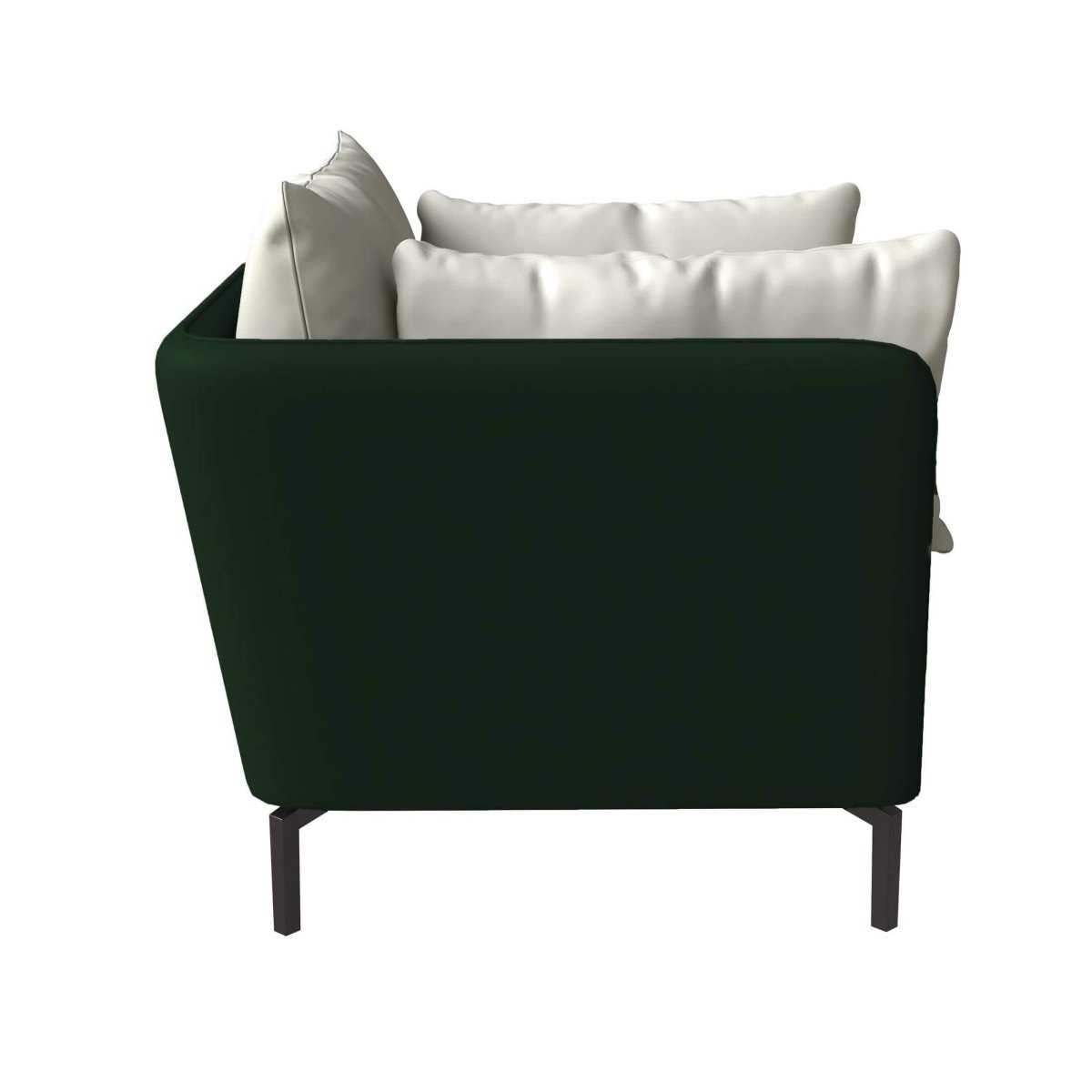 Luxify Single-Seater Leather Sofa Accent Armchair with Stainless Steel Legs and Removable Cushions Green Sofa Leisuremod