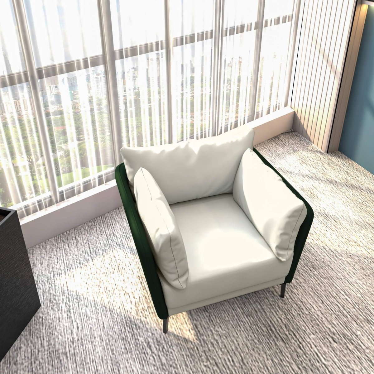 Luxify Single-Seater Leather Sofa Accent Armchair with Stainless Steel Legs and Removable Cushions Green Sofa Leisuremod