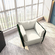 Luxify Single-Seater Leather Sofa Accent Armchair with Stainless Steel Legs and Removable Cushions Green Sofa Leisuremod