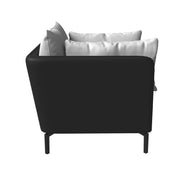 Luxify Single-Seater Leather Sofa Accent Armchair with Stainless Steel Legs and Removable Cushions Black Grey Sofa Leisuremod