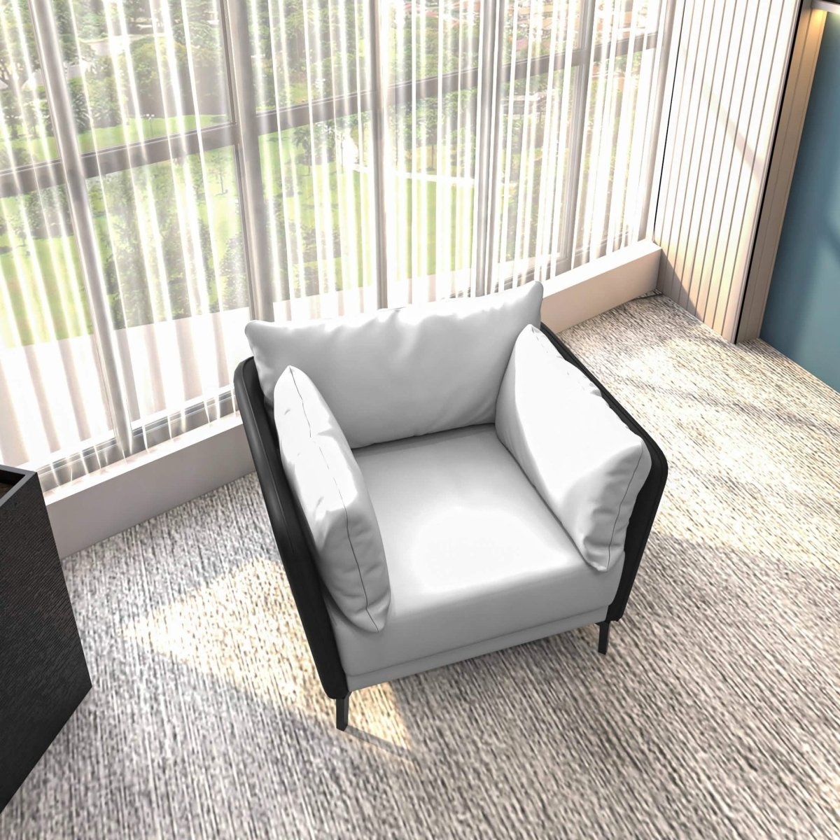 Luxify Single-Seater Leather Sofa Accent Armchair with Stainless Steel Legs and Removable Cushions Black Grey Sofa Leisuremod