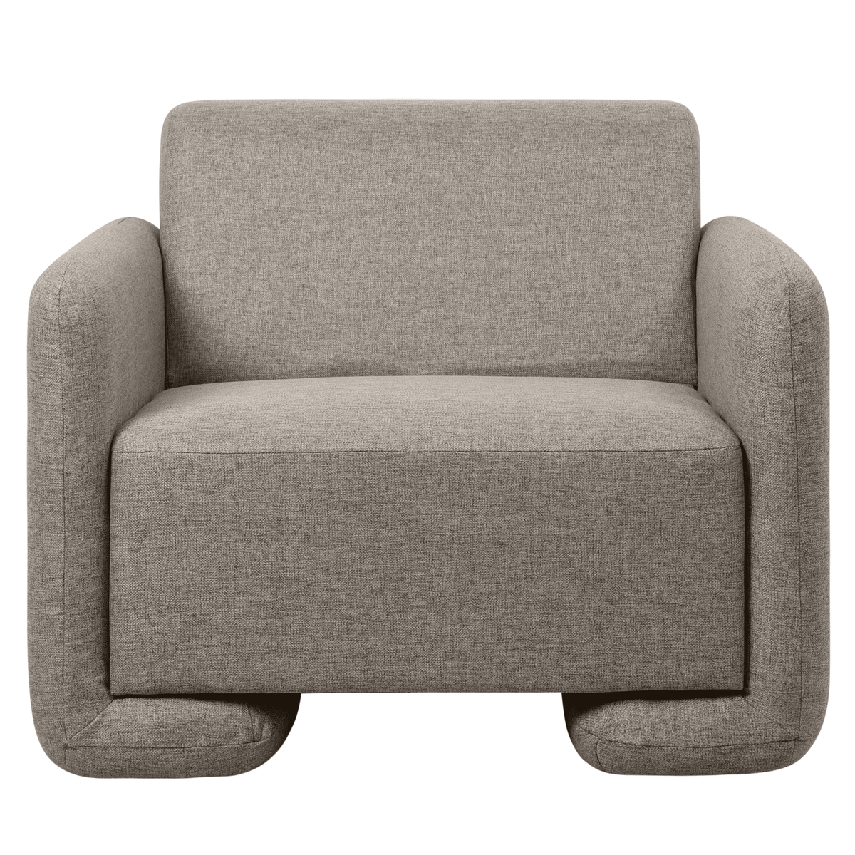 Nyta Accent Chair Upholstered in Linen/Boucle with Pine Wood Frame Grey Linen Sofa Leisuremod